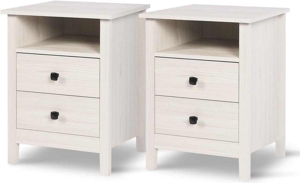Set of 2 Wood Nightstands with Drawers A2002