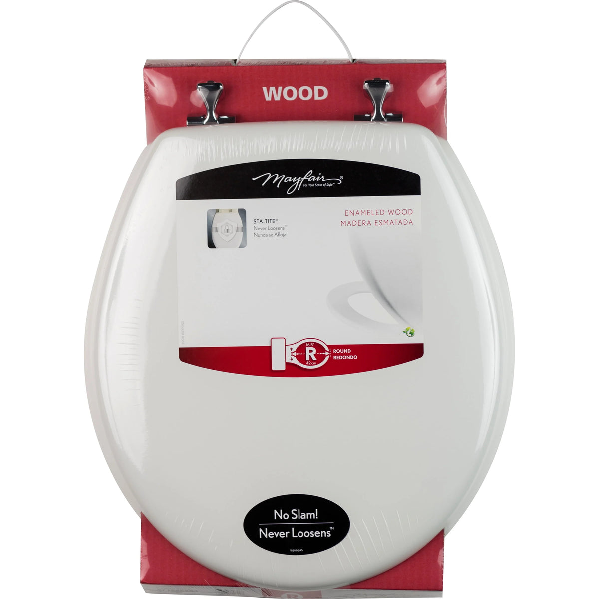 Round Enameled Wood Toilet Seat in White P948