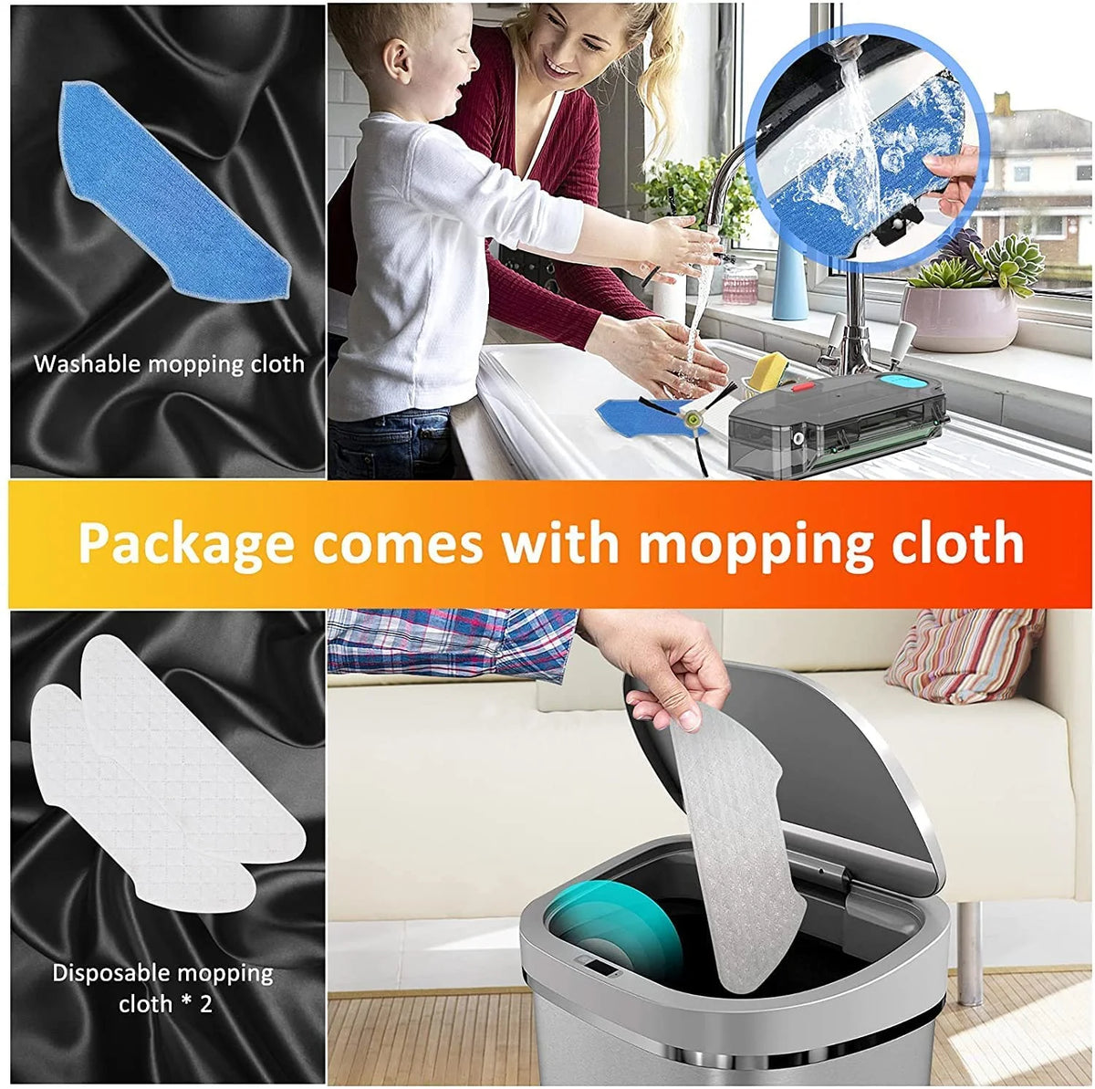 Robot Vacuum Cleaner and Mop, 160ml Water Tank, 3-in-1 V3703
