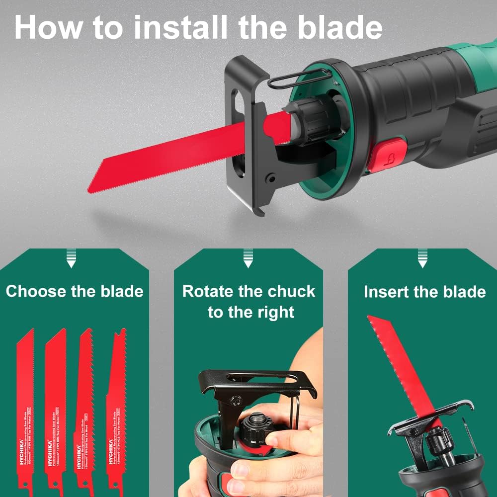 Cordless Reciprocating Saw 20V 2Ah 2 Batteries 4 Saw Blades R4500