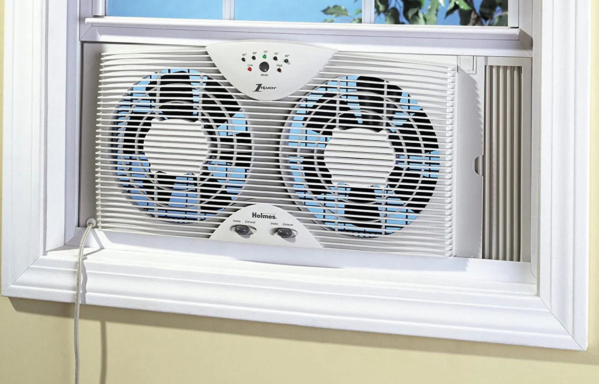 Dual Blade Twin Window Fan with Thermostat A81143