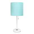 Aqua White Stick Lamp with Fabric Shade F4894