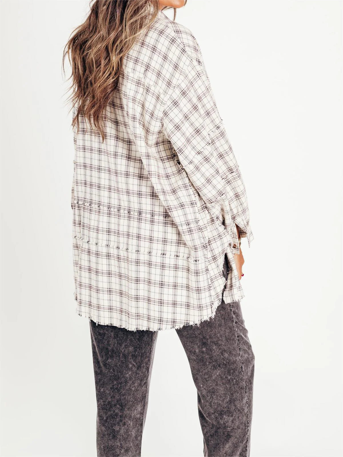 Washed Oversized Shirt Jacket with Pockets B360