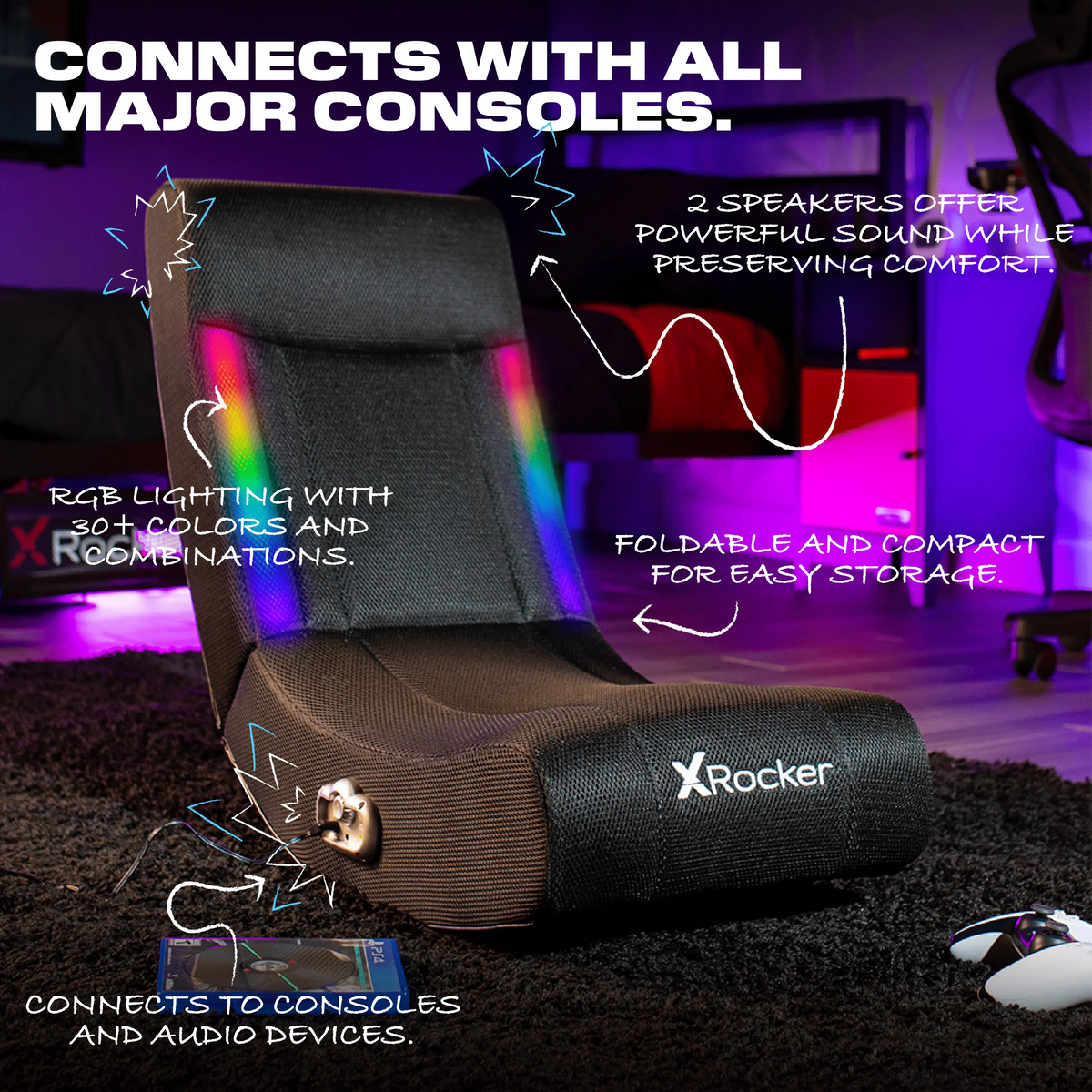 Black Mesh Floor Rocker Gaming Chair G2675