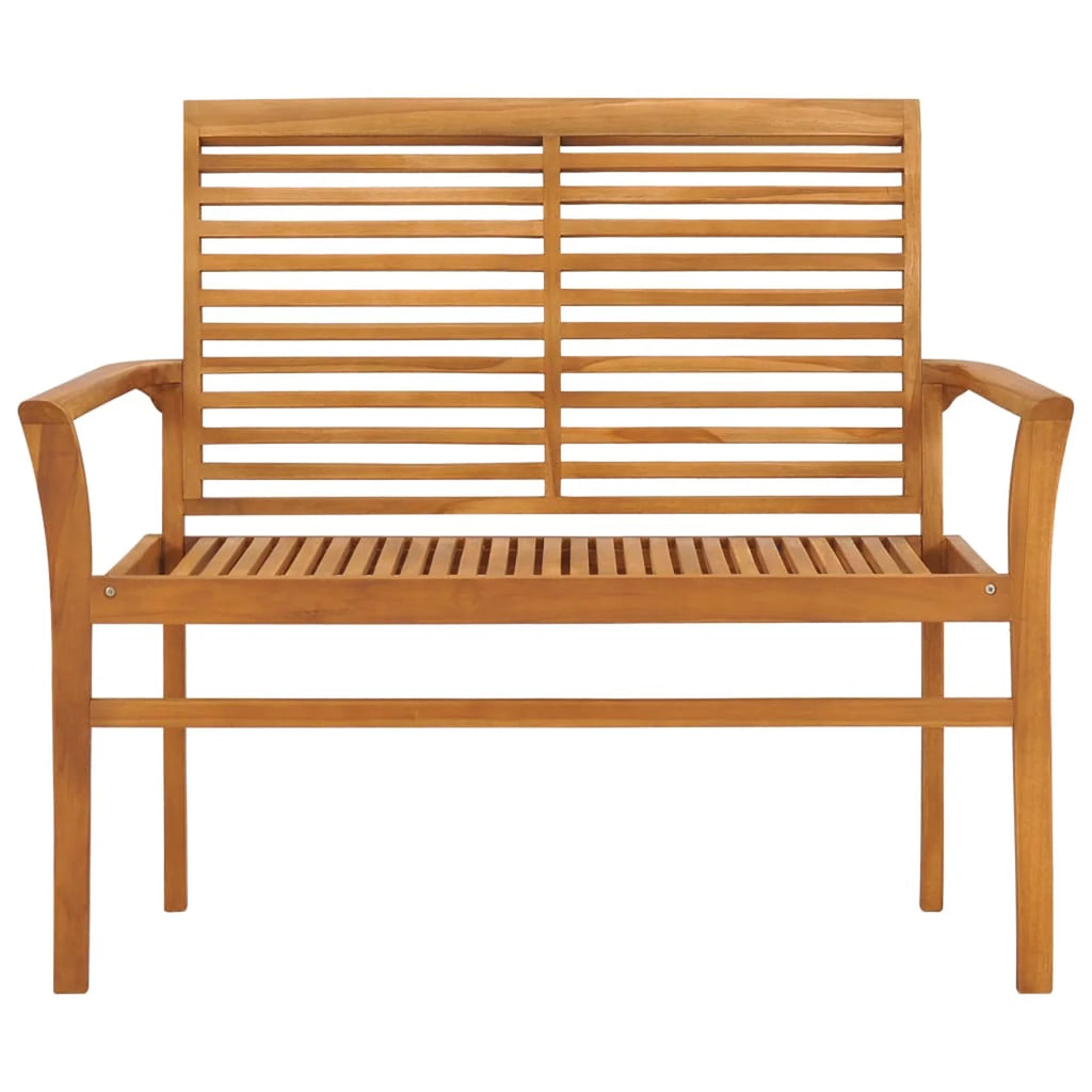 Patio Bench with Beige Cushion Solid Teak Wood W912168