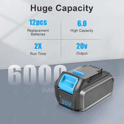 12 Packs 20V 6.0Ah Battery with LED Indicator N998