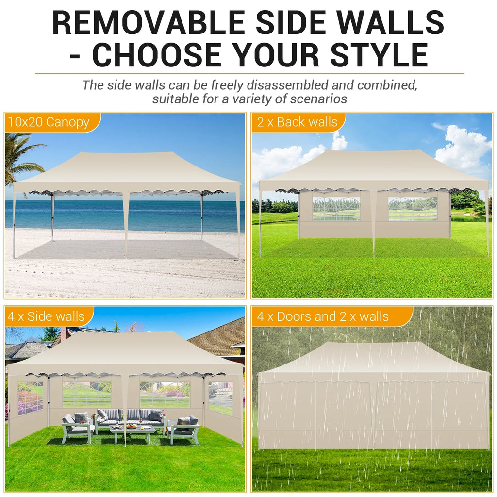 10' x 20' Pop Up Canopy Party Tent with Carry Bag, Khaki L906