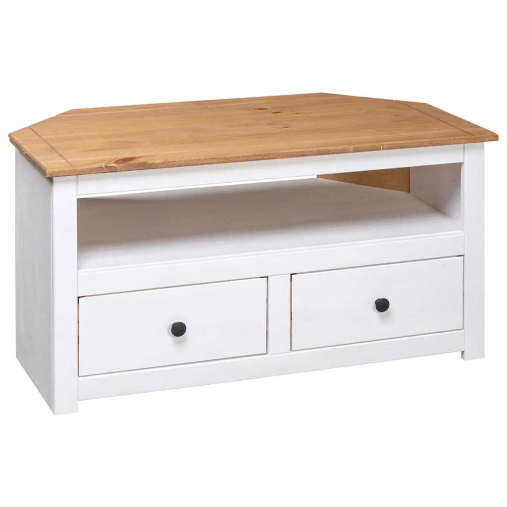 White Solid Pine Corner TV Stand E832