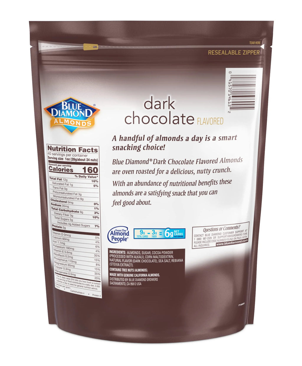 Dark Chocolate Almonds 40 Oz Case of 6 V6601