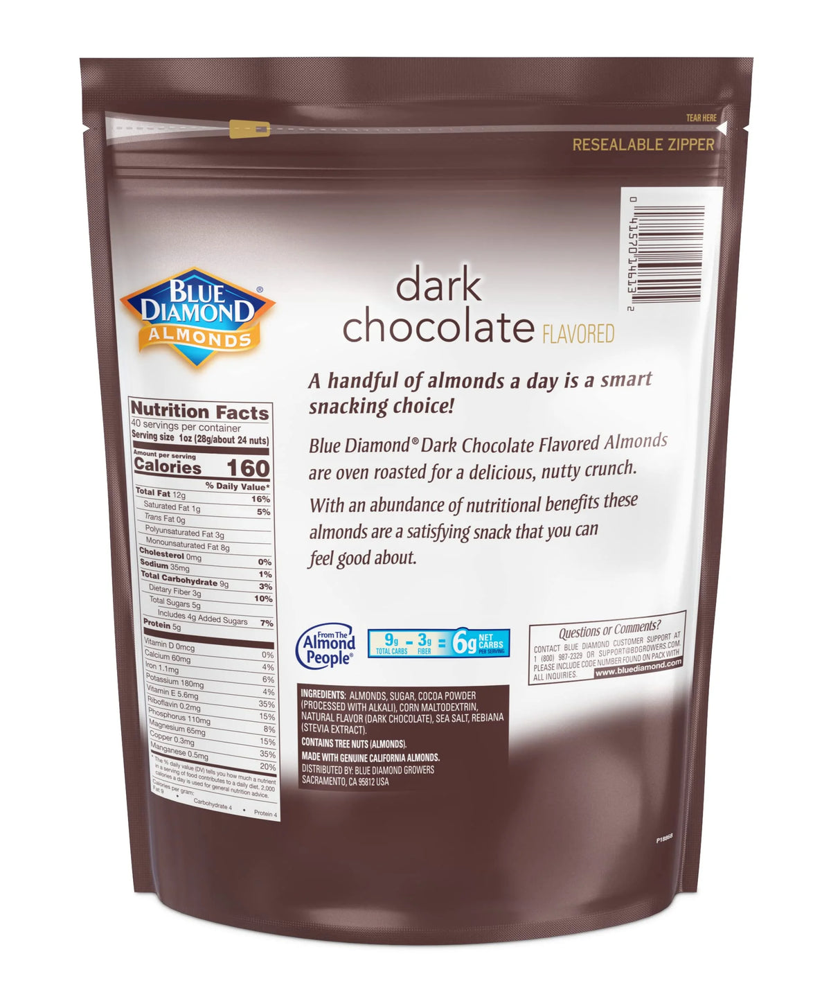 Dark Chocolate Almonds 40 Oz Case of 6 V6601