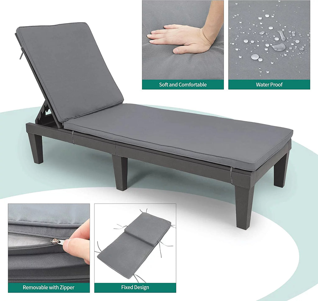 2 Pcs Adjustable Outdoor Chaise Lounge Chairs Set Black L6922