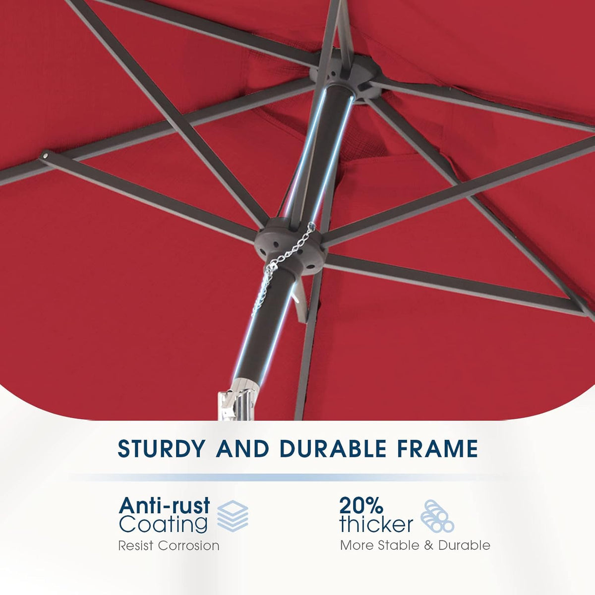 Olefin 6.6 x 9.8 FT Patio Umbrella (Apple Red) O9096