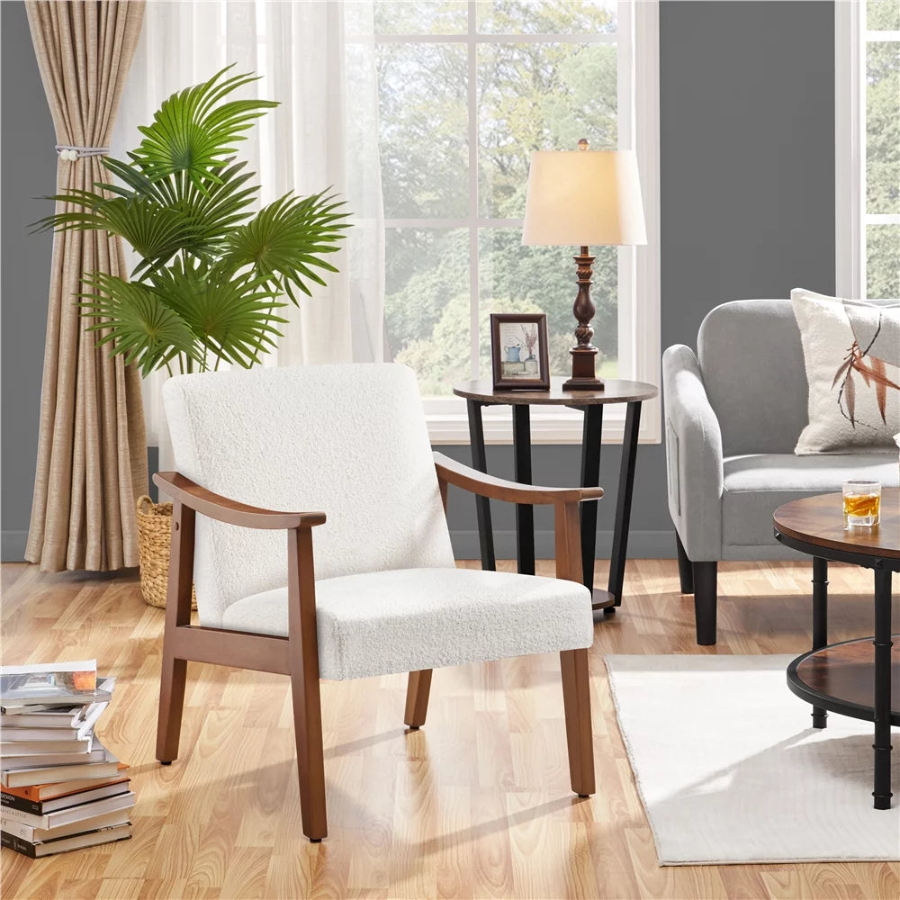 Dark Gray Fabric Accent Chair with Wooden Frame C646