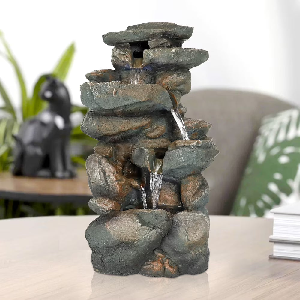 5-Tier Tabletop Water Fountain with LED Lights U4274