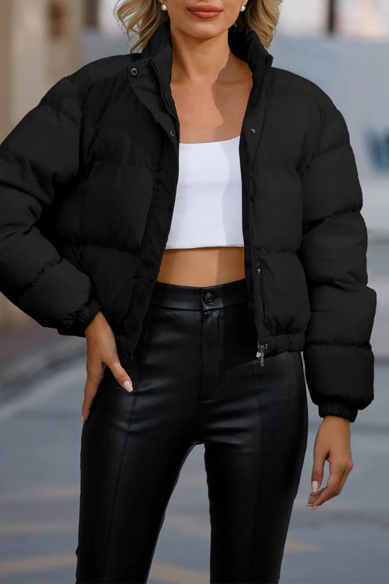 Solid Pocket Turtleneck Outerwear T984293