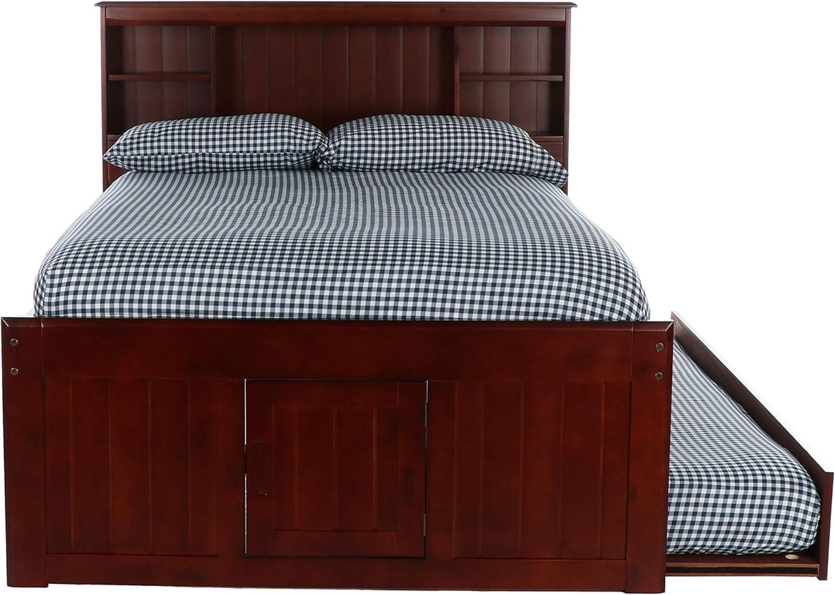 Merlot Bookcase Bed with 3 Drawers & Trundle O6870