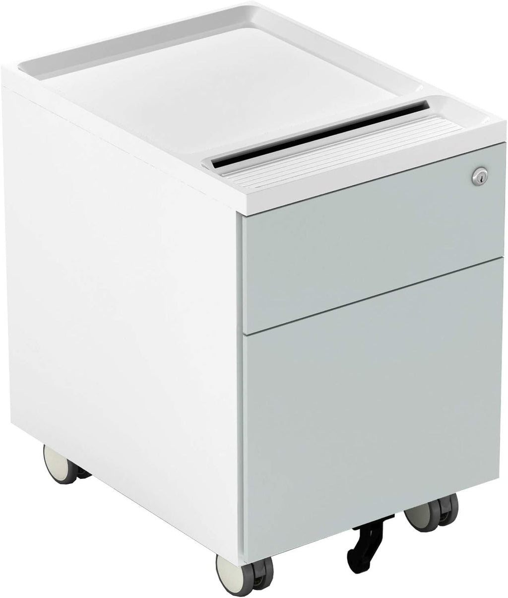 2 Drawer Metal File Cabinet with Lock and Casters L153687