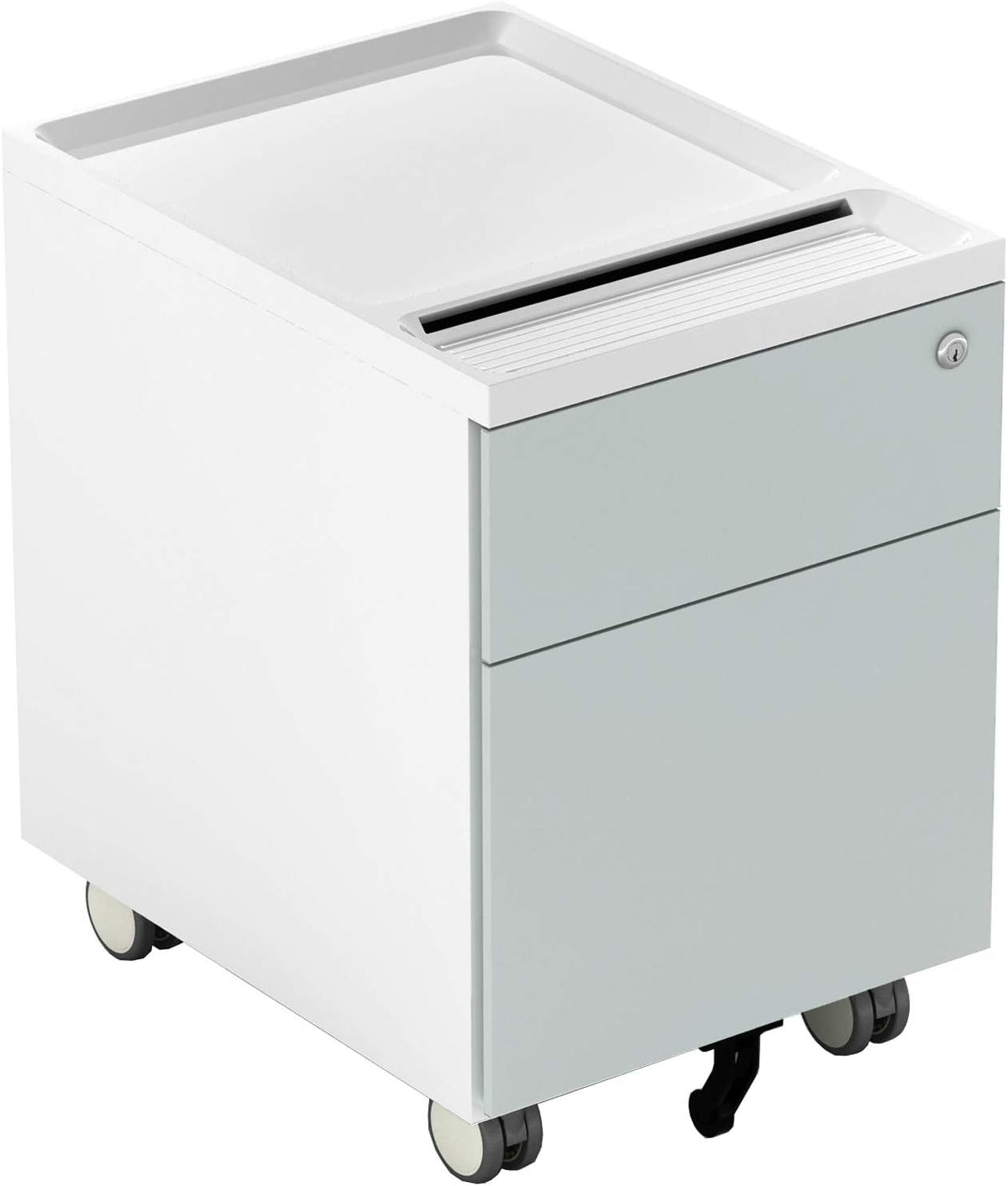 2 Drawer Metal File Cabinet with Lock and Casters L153687