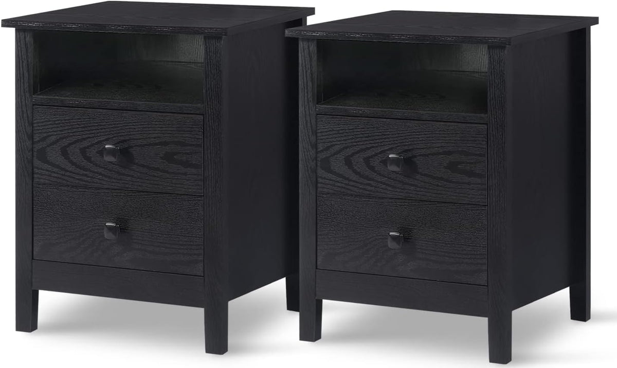 Set of 2 Wood Nightstands with Drawers A2002
