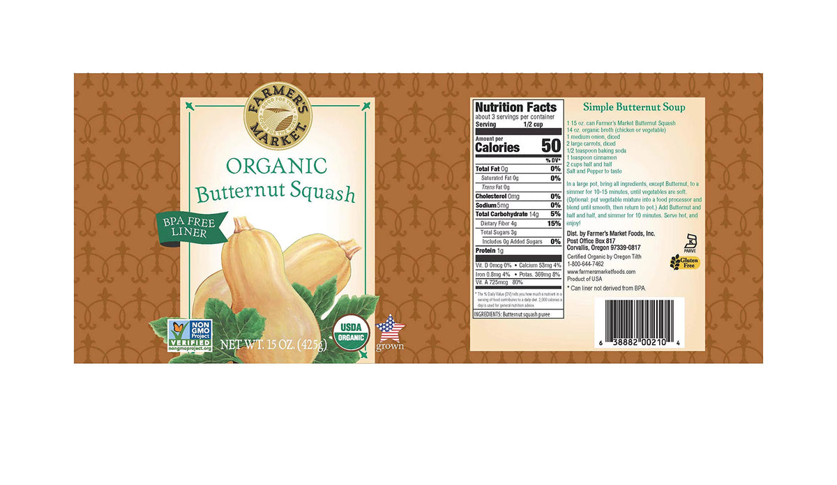 Organic Butternut Squash, 15-Ounce Cans (Pack of 12) O97799