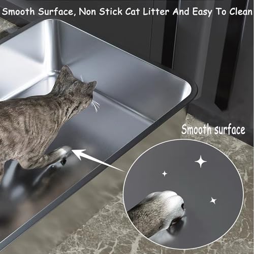 Extra Large Stainless Steel Cat Litter Box with Smooth Corners W113861