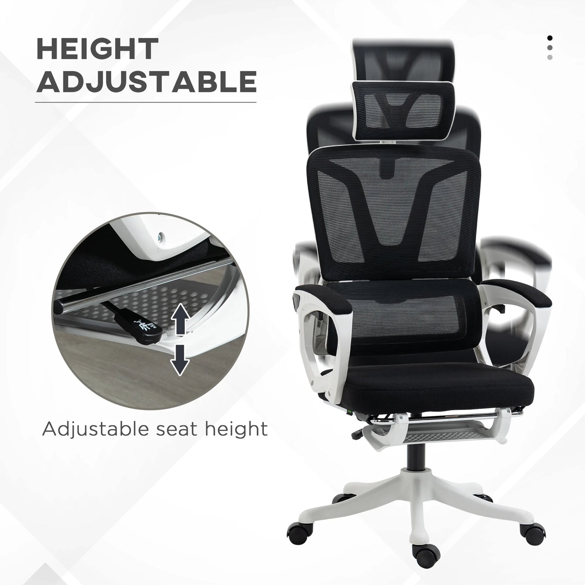 Black Home Office Chair with Adjustable Headrest and Lumbar Support B2568