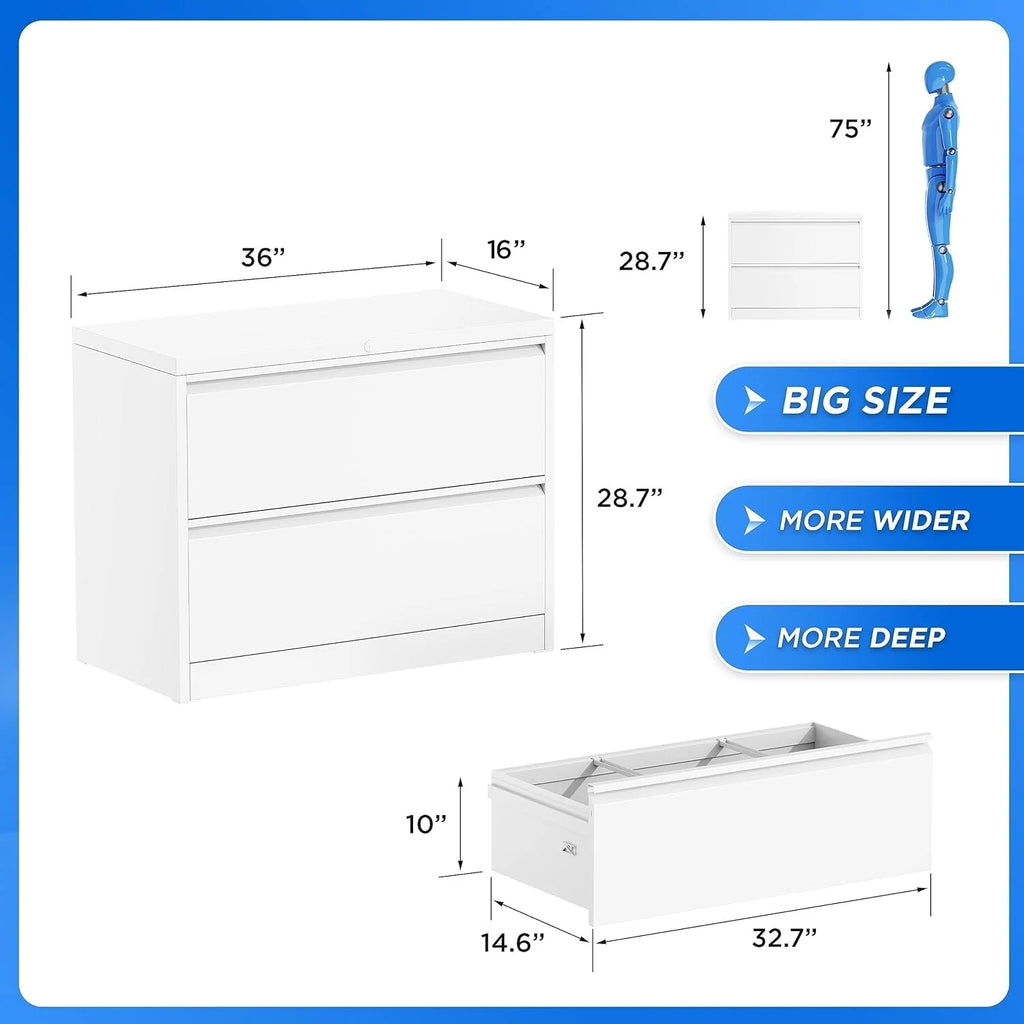 2 Drawer Metal File Cabinet with Lock White A99214