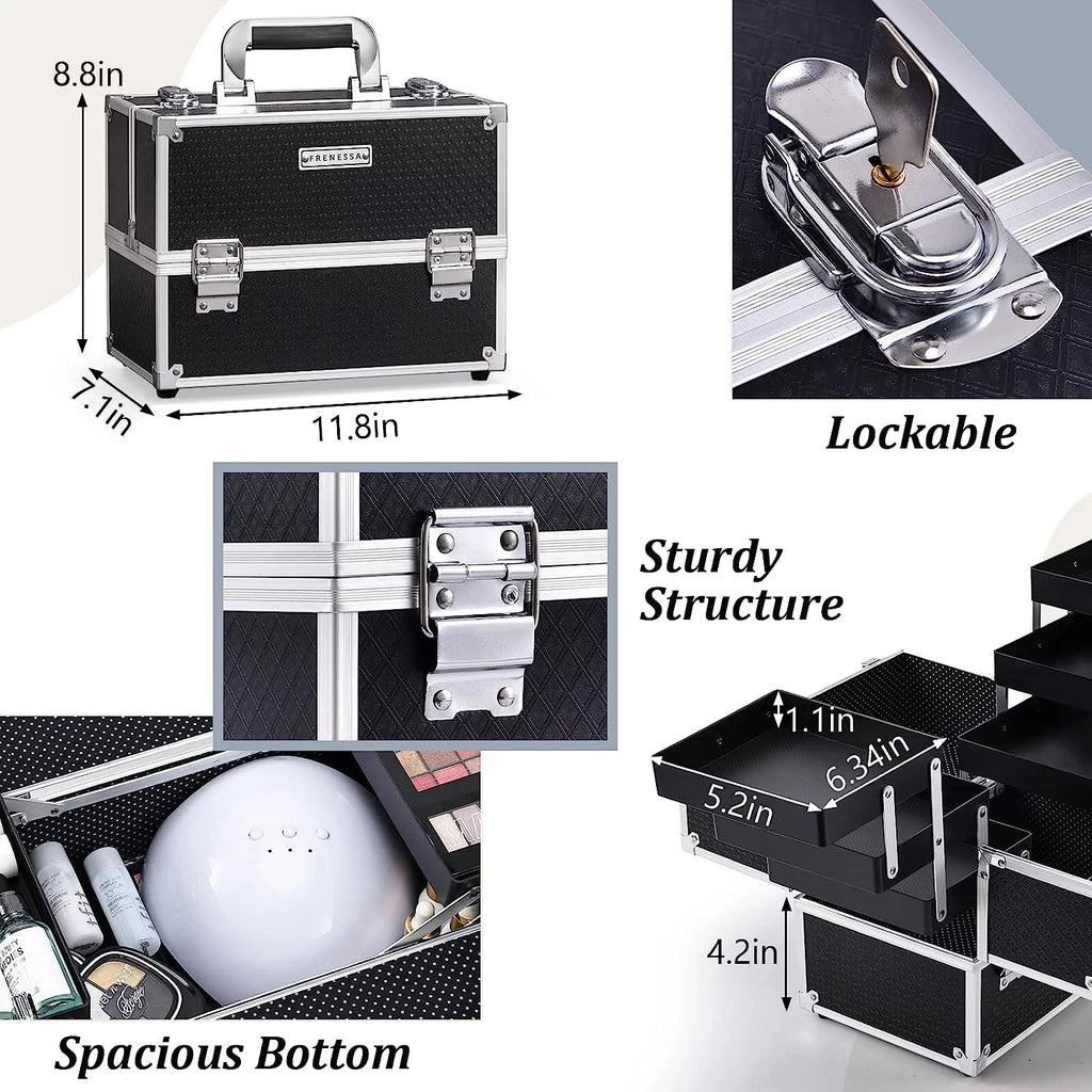 Black Extra Large Makeup Train Case L9597