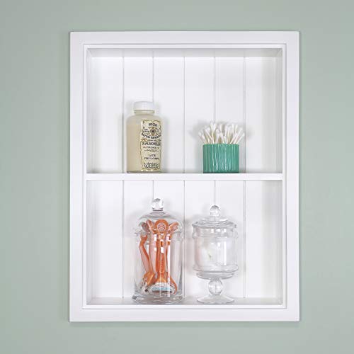 White Beadboard Recessed Wall Medicine Cabinet K595