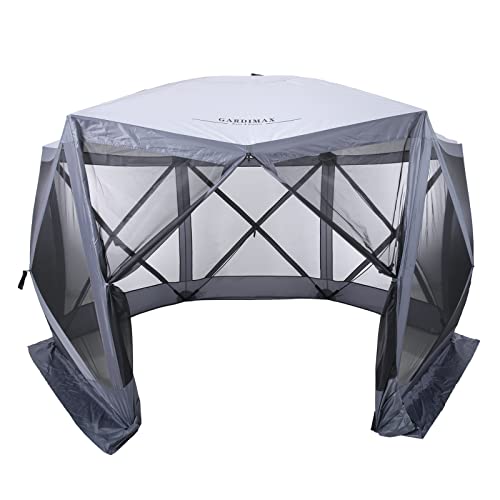 Grey 12'x12' 6 Sided Pop Up Gazebo Screen House J503