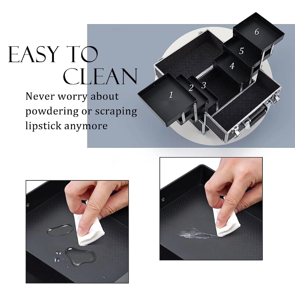 Black Extra Large Makeup Train Case L9597