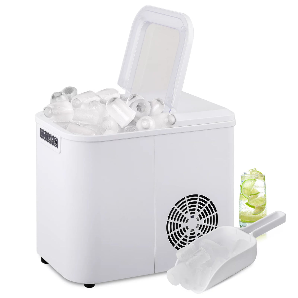 Black Countertop Ice Maker Machine with Ice Scoop and Basket S523