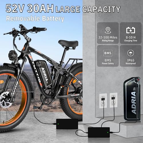 52V 30AH 26" Fat Tire Full Suspension Electric Mountain Bike Z22489