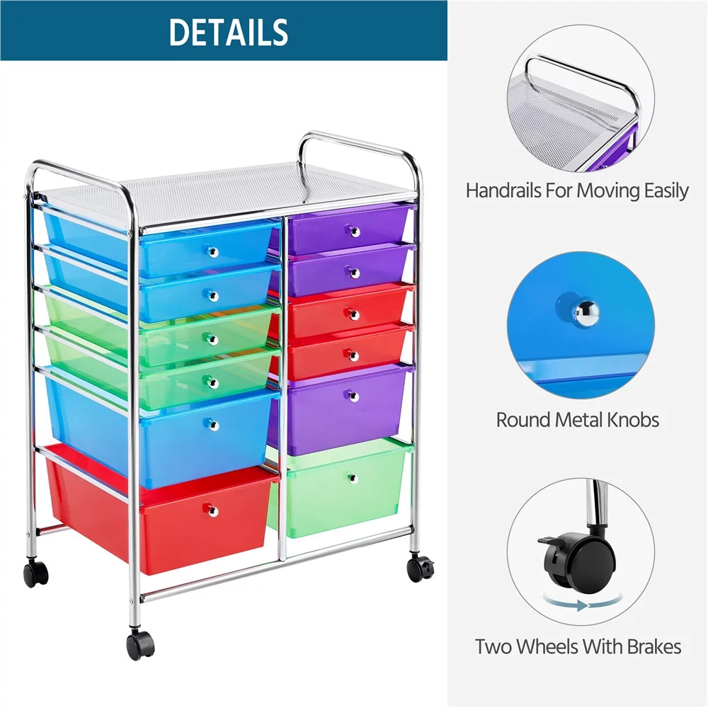 12 Drawer Rolling Storage Cart Black J150458