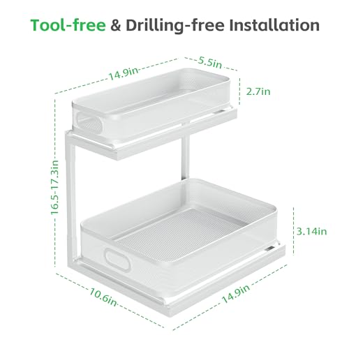 2-Tier Black Mesh Slide Out Drawer Shelf D4537