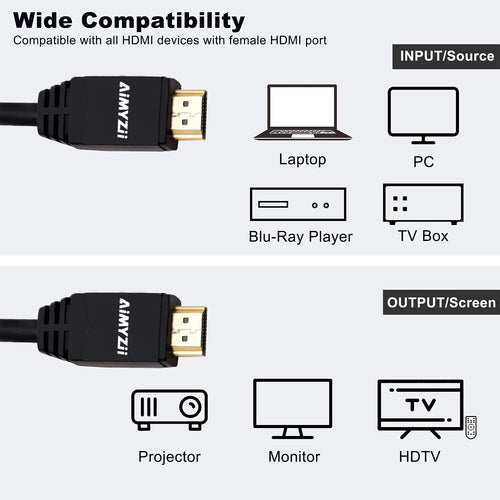 100 Feet 4K HDMI 2.0 Cable with Built-in Signal Booster Black J5396