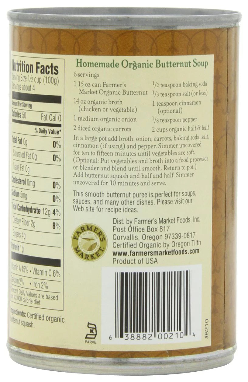 Organic Butternut Squash, 15-Ounce Cans (Pack of 12) O97799