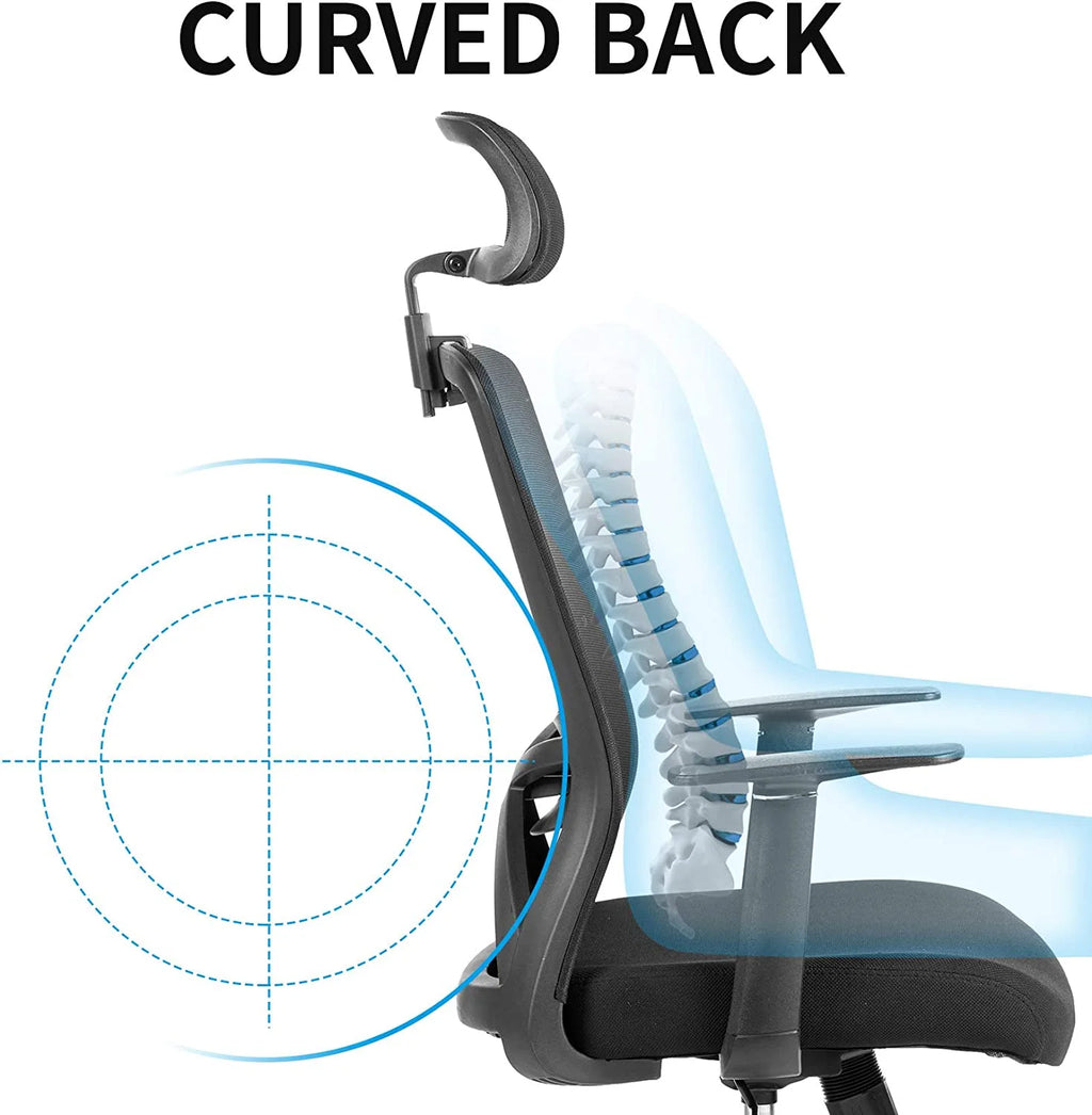 Black Ergonomic High Back Mesh Office Chair with Lumbar Support and Headrest S6695
