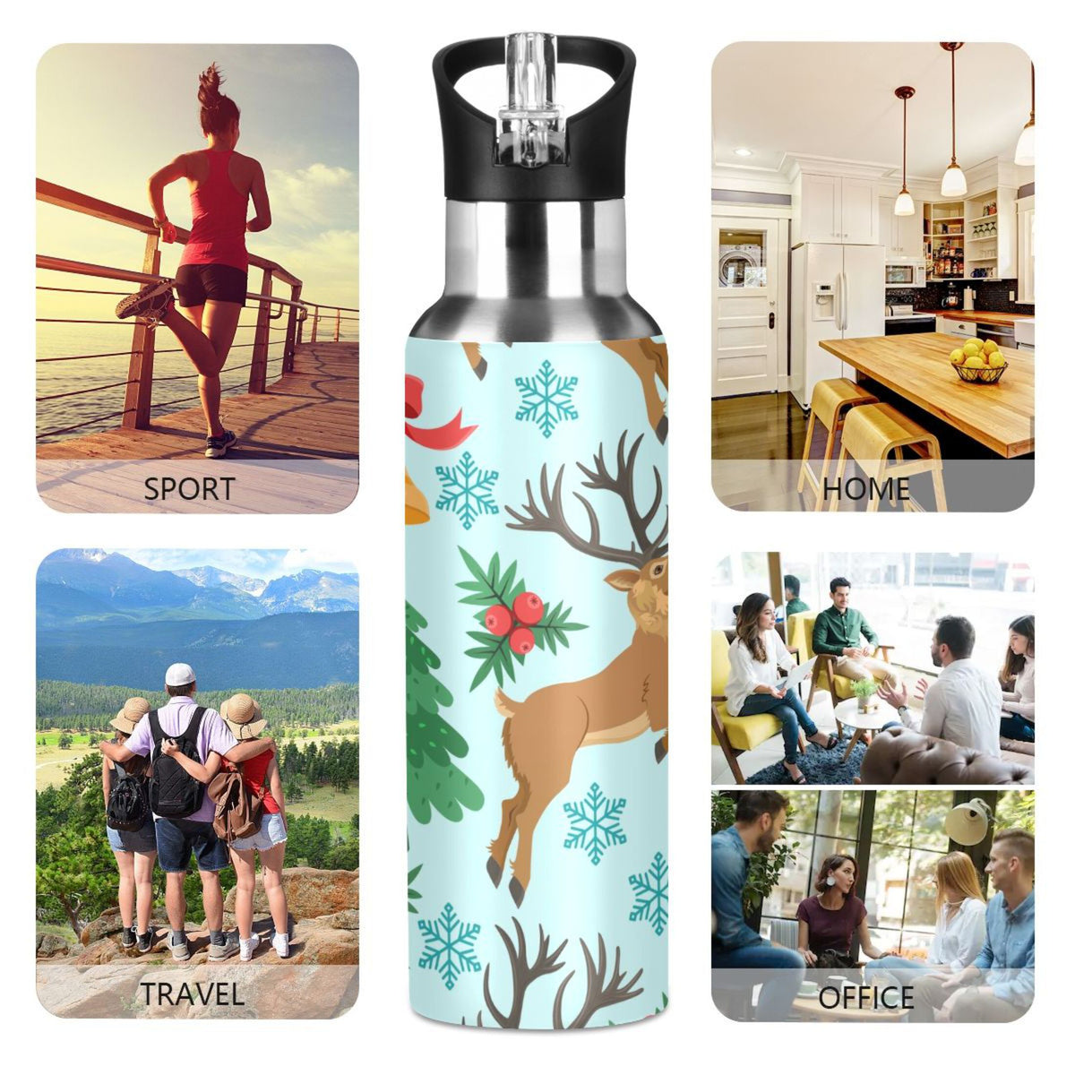 Stainless Steel Insulated Water Bottle with Straw Lid P193