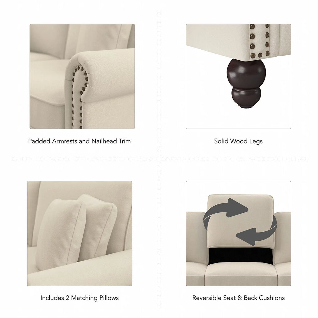 Cream Herringbone Fabric Sofa I1701