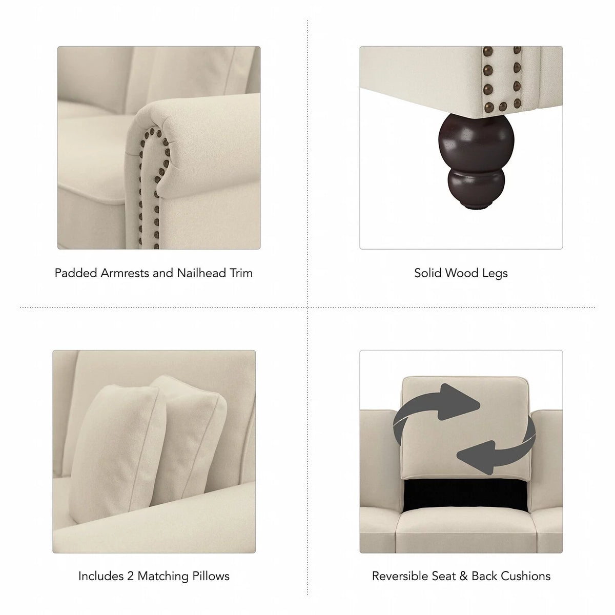 Cream Herringbone Fabric Sofa I1701