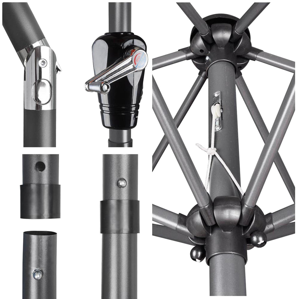 10x6.5ft Rectangle Aluminum Outdoor Patio Umbrella with Valance Crank Tilt Dark Black E9679