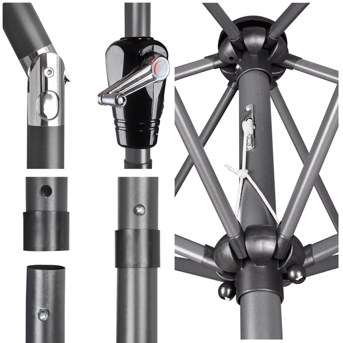 10x6.5ft Rectangle Aluminum Outdoor Patio Umbrella with Valance Crank Tilt Dark Black E9679