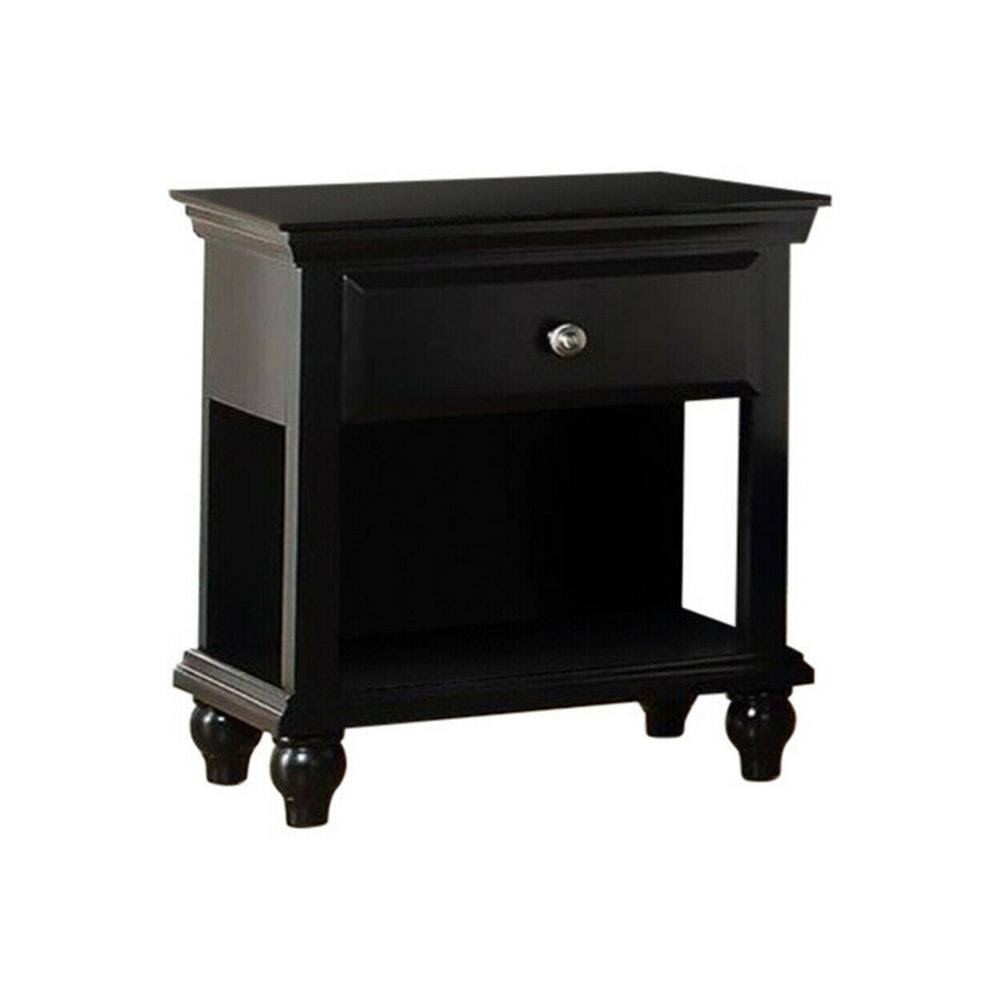 Black 1-Drawer Nightstand with Shelf I490217