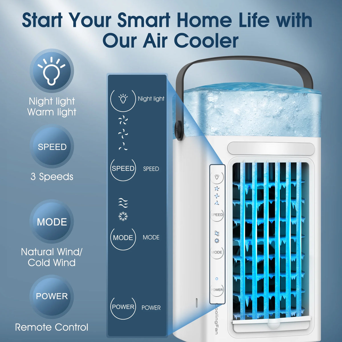 Portable Air Conditioner Fan 3 in 1 USB Mini Desk Misting Fan White B4115