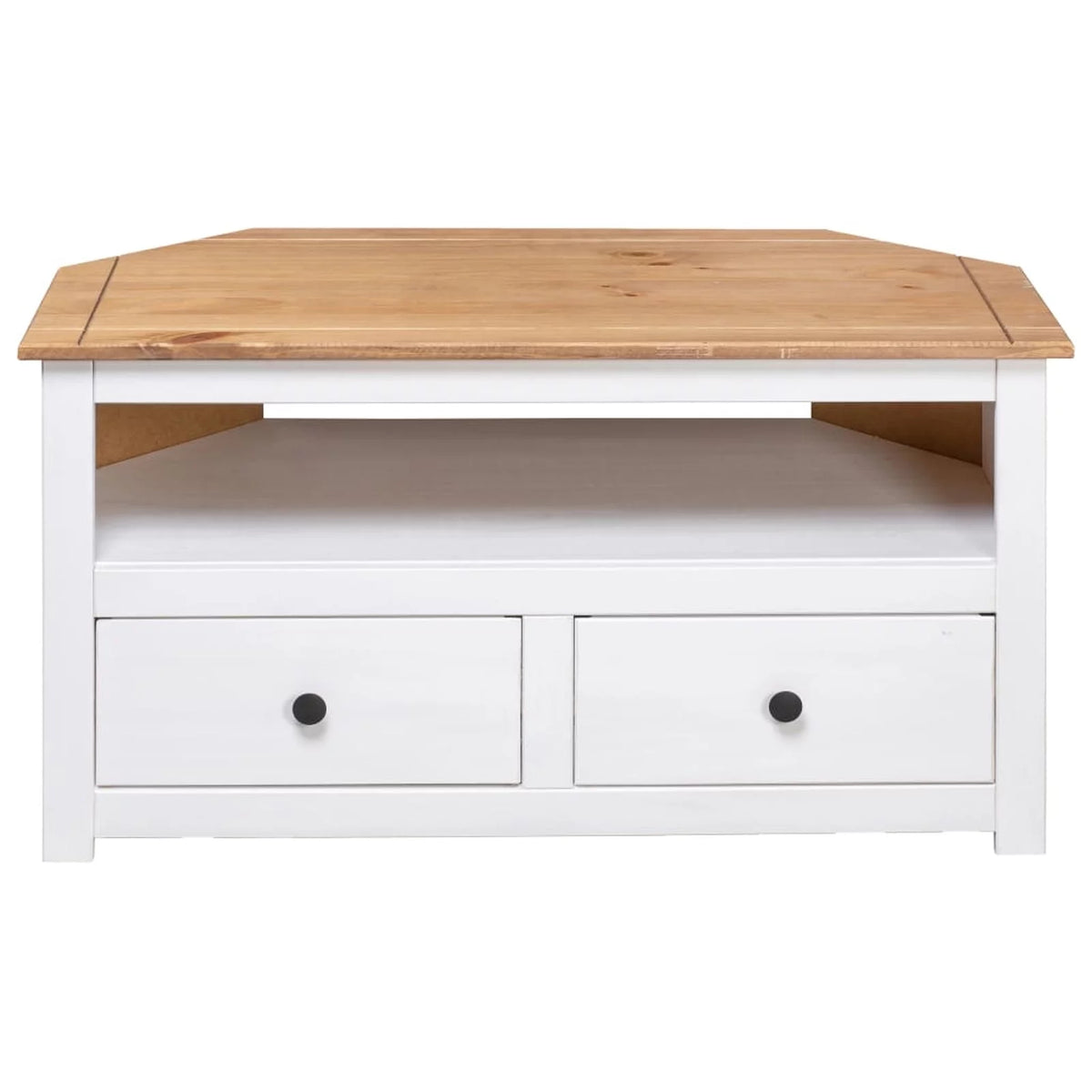 White Solid Pine Corner TV Stand E832