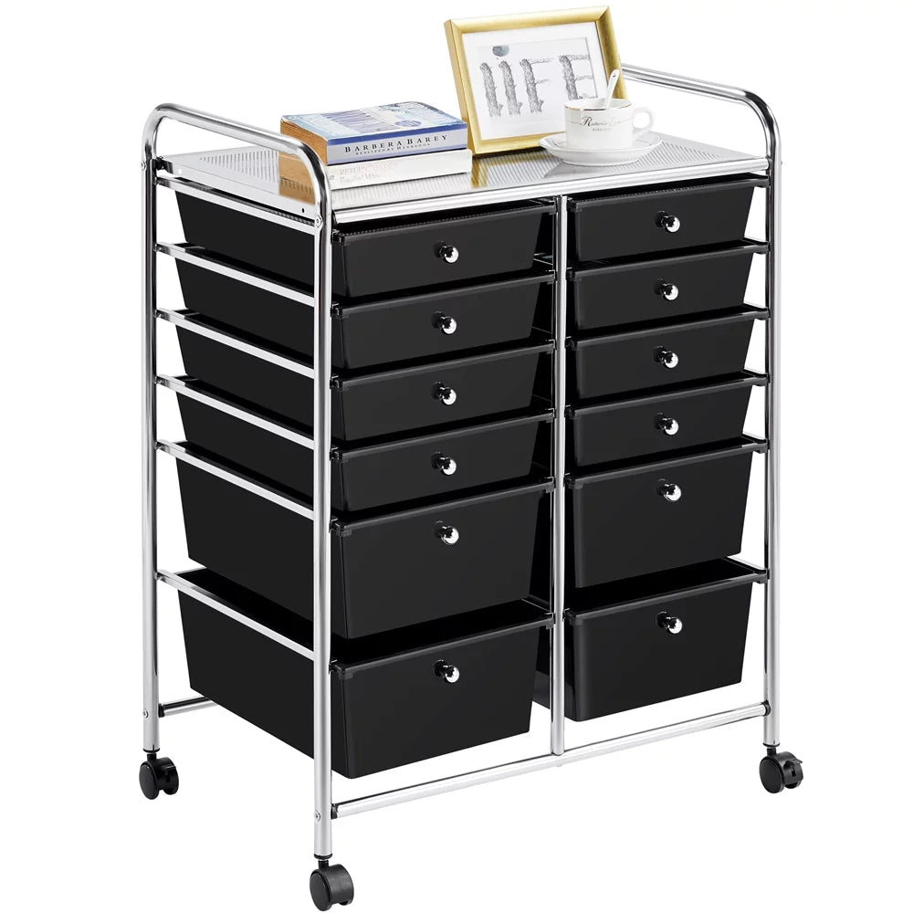 12 Drawer Rolling Storage Cart Black J150458