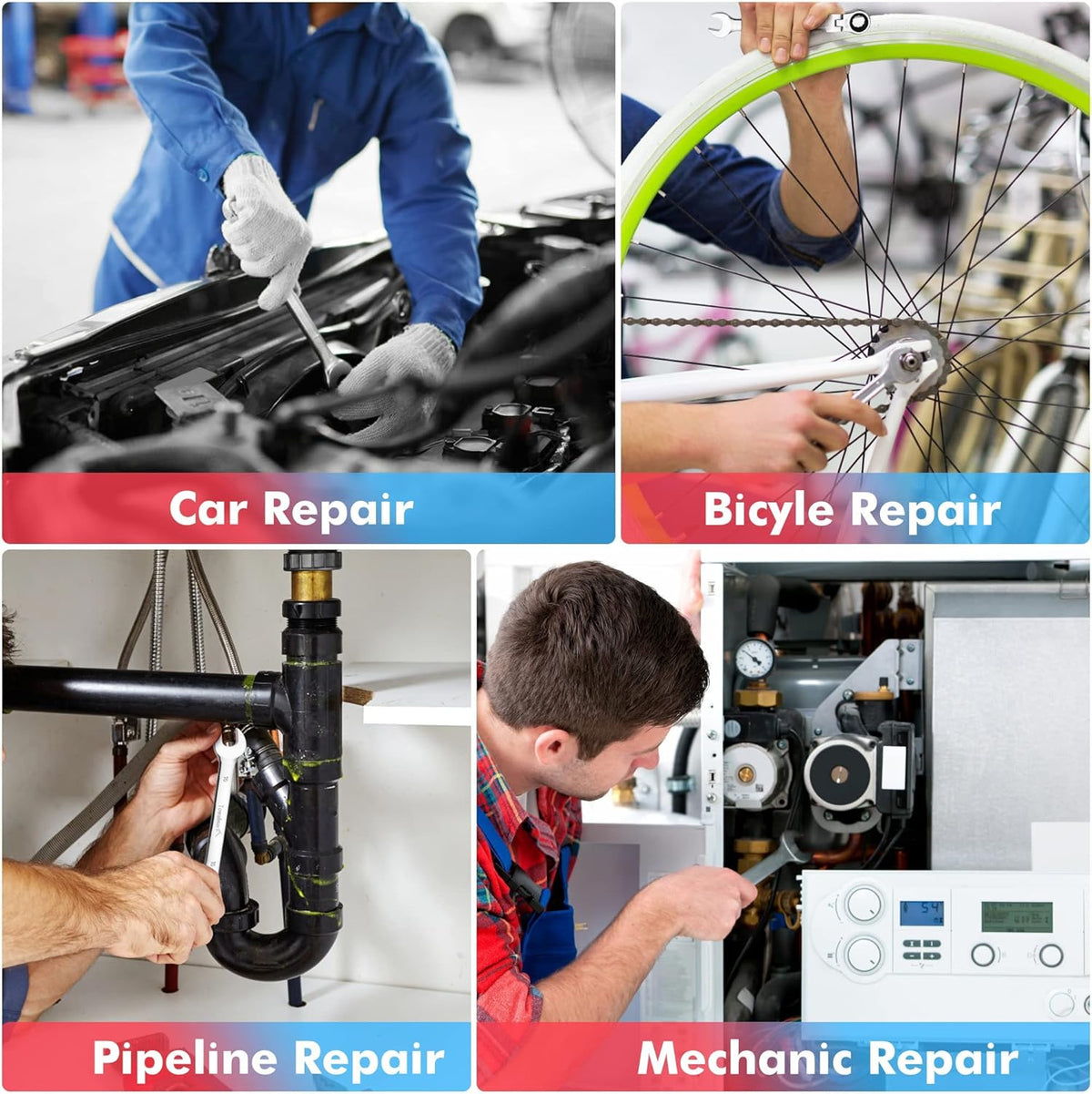14-Piece Ratcheting Combination Wrench Set, SAE & Metric, Cr-V Steel with Storage Bag X606620