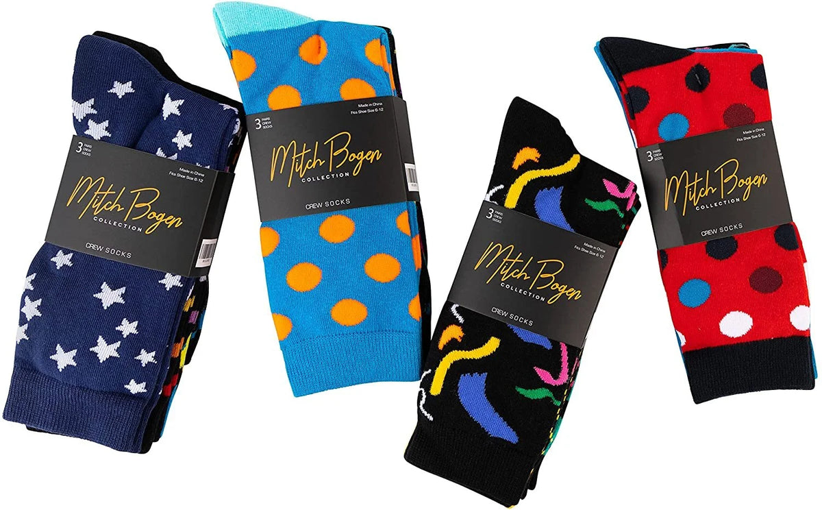 Colorful Funky Crew Socks 12 Pack E2024