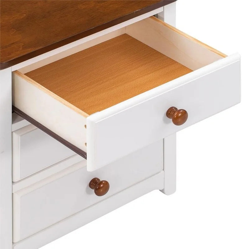 Solid Wood Nightstand with USB Charging Port and Three Drawers O6780